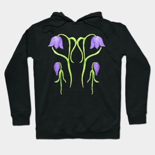 Purple Bluebell Watercolor Floral Pattern Hoodie